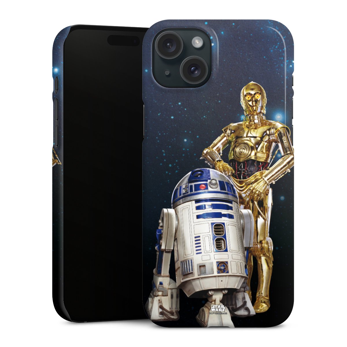 iPhone 15 Plus Handy Premium Case Smartphone Handyhülle Schutzhülle glänzend Weltall Star Wars R2d2 Premium Case