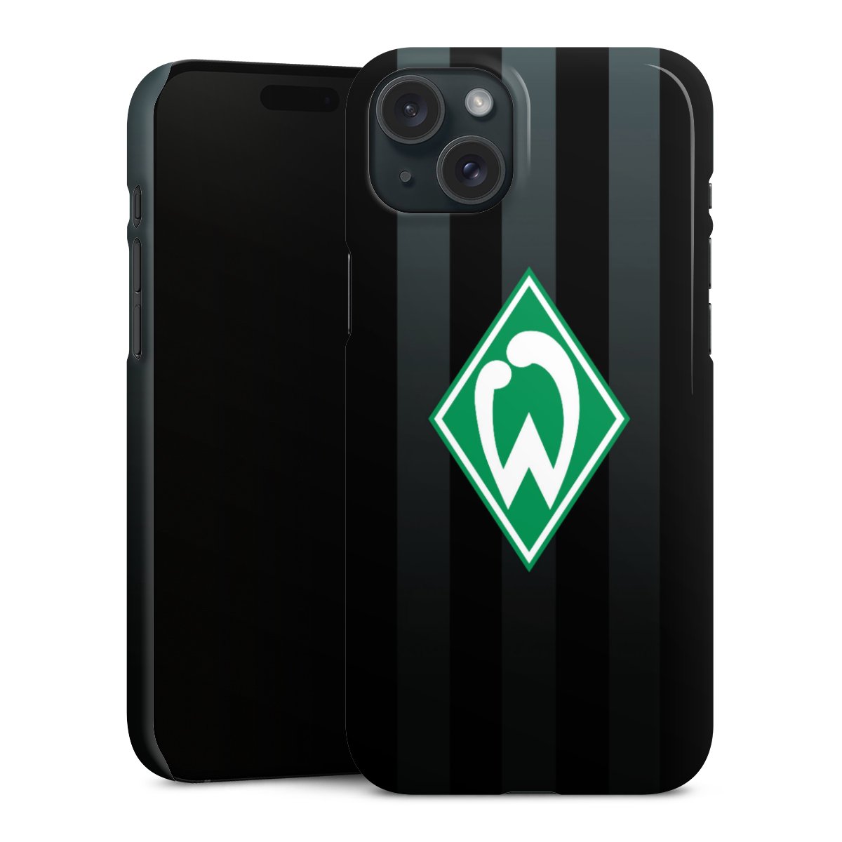 iPhone 15 Plus Handy Premium Case Smartphone Handyhülle Schutzhülle glänzend Stripes Sv Werder Bremen Official Licensed Product Premium Case