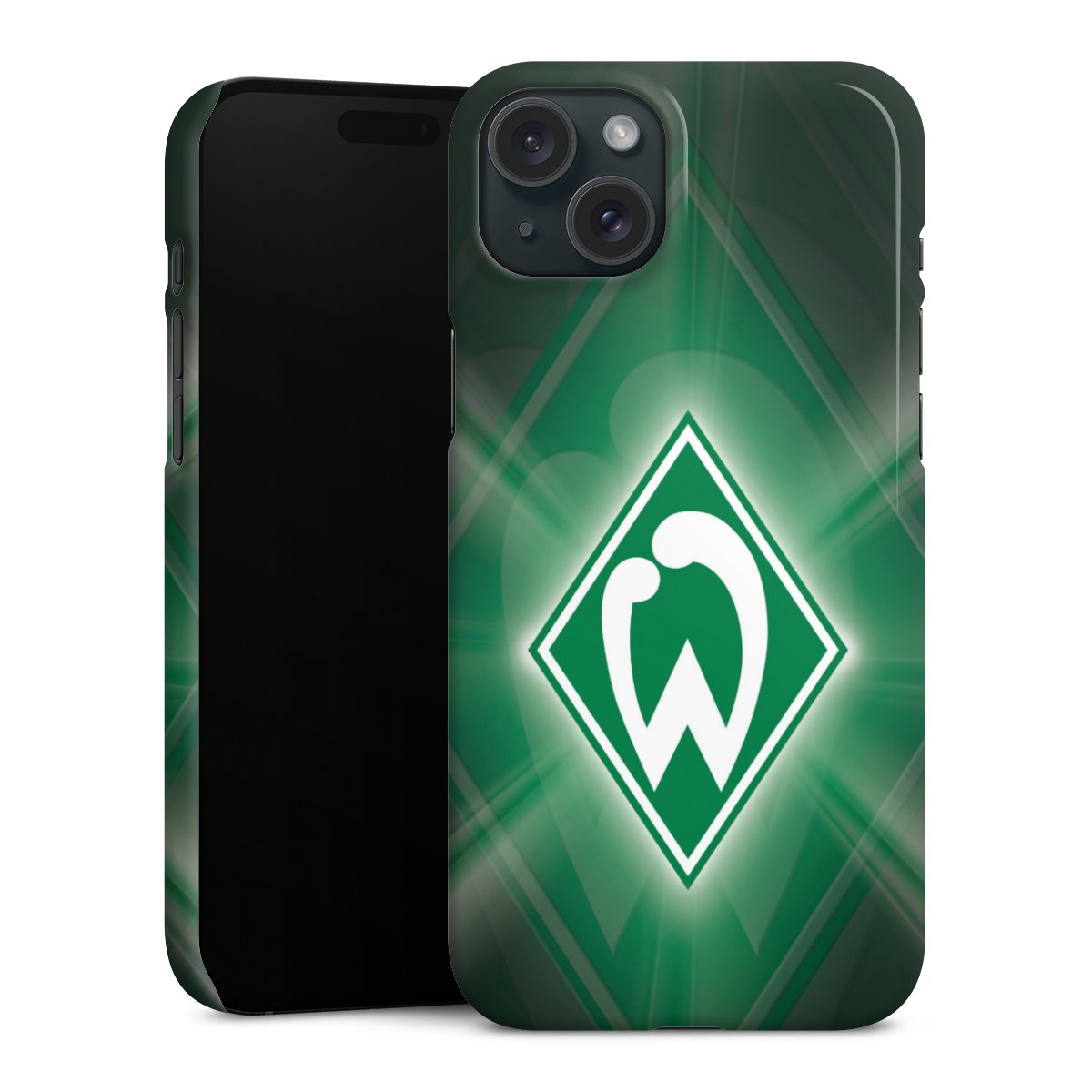 iPhone 15 Plus Handy Premium Case Smartphone Handyhülle Schutzhülle glänzend Sv Werder Bremen Official Licensed Product Coat Of Arms Premium Case