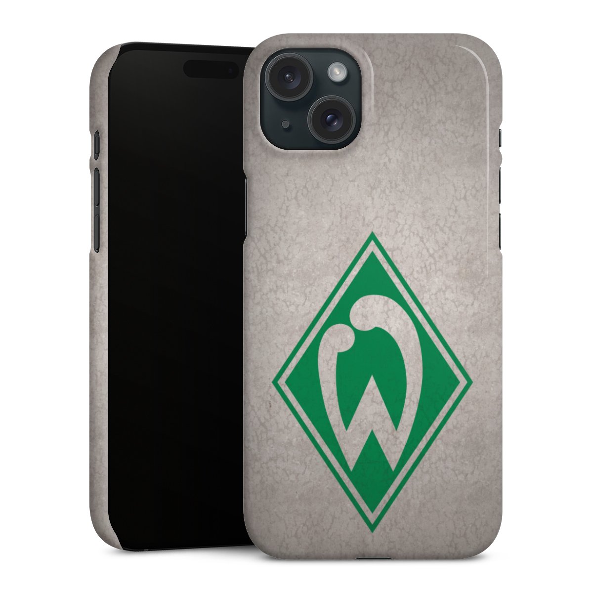 iPhone 15 Plus Handy Premium Case Smartphone Handyhülle Schutzhülle glänzend Sv Werder Bremen Concrete Official Licensed Product Premium Case