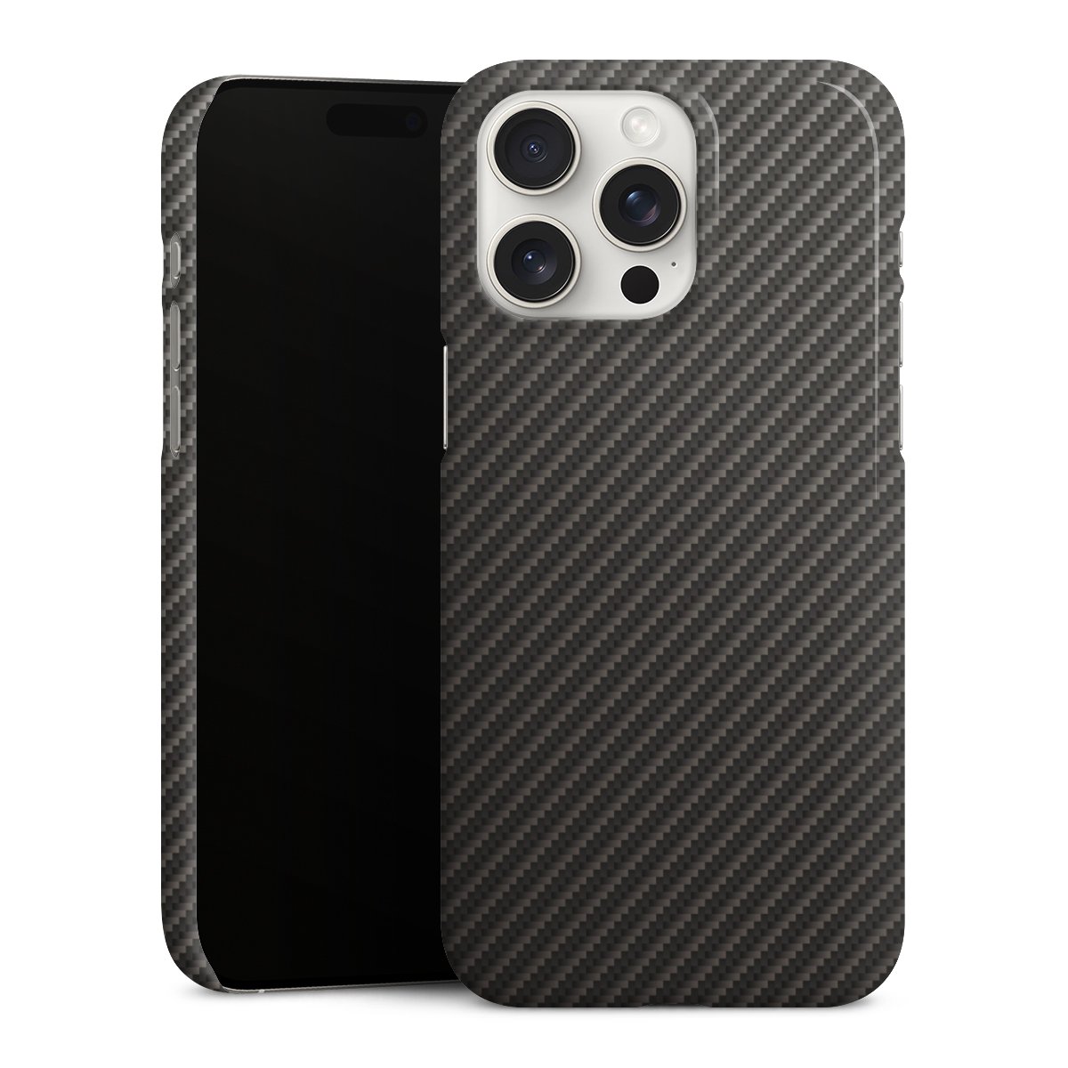 iPhone 15 Pro Max Handy Premium Case Smartphone Handyhülle Schutzhülle glänzend Metallic Look Carbon Muster Premium Case