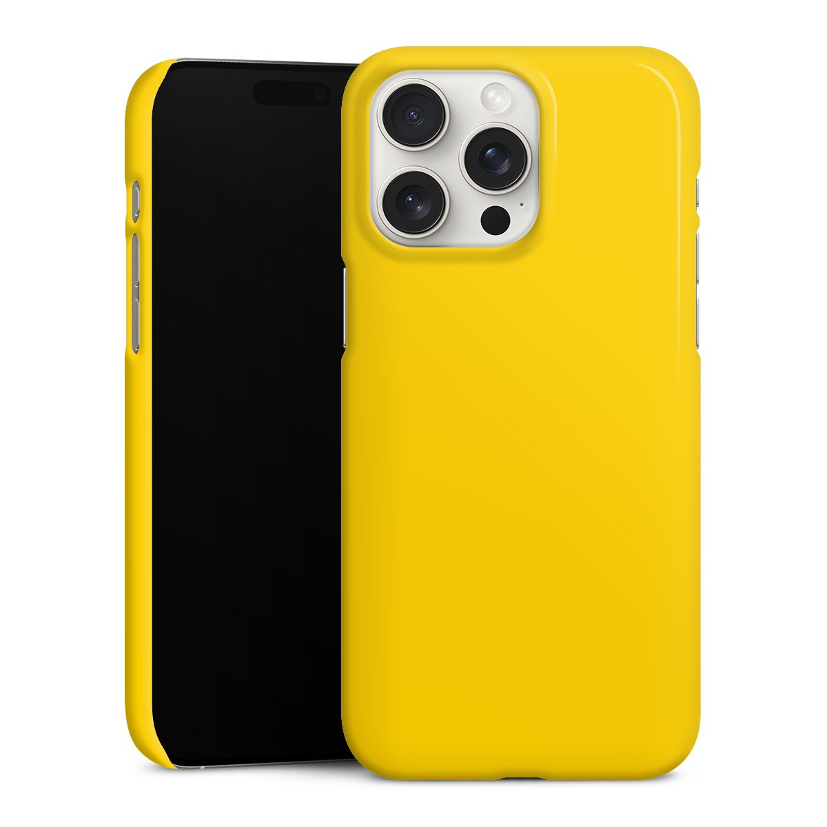 iPhone 15 Pro Max Handy Premium Case Smartphone Handyhülle Schutzhülle glänzend Yellow Unicoloured Colour Premium Case