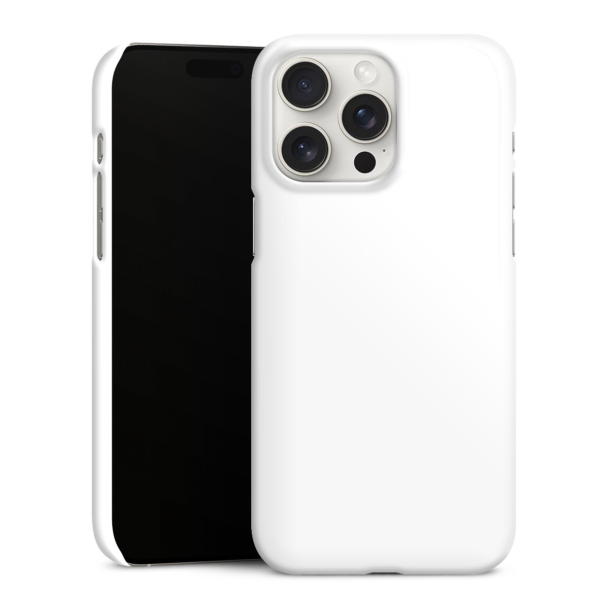 iPhone 15 Pro Max Handy Premium Case Smartphone Handyhülle Schutzhülle glänzend Unicoloured Colour White Premium Case