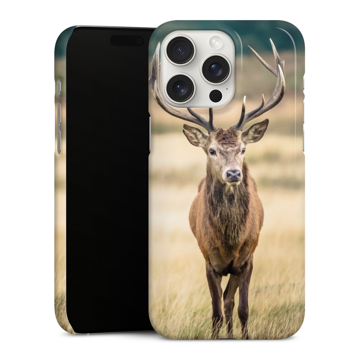 iPhone 15 Pro Max Handy Premium Case Smartphone Handyhülle Schutzhülle glänzend Deer Meadow Forrest Premium Case