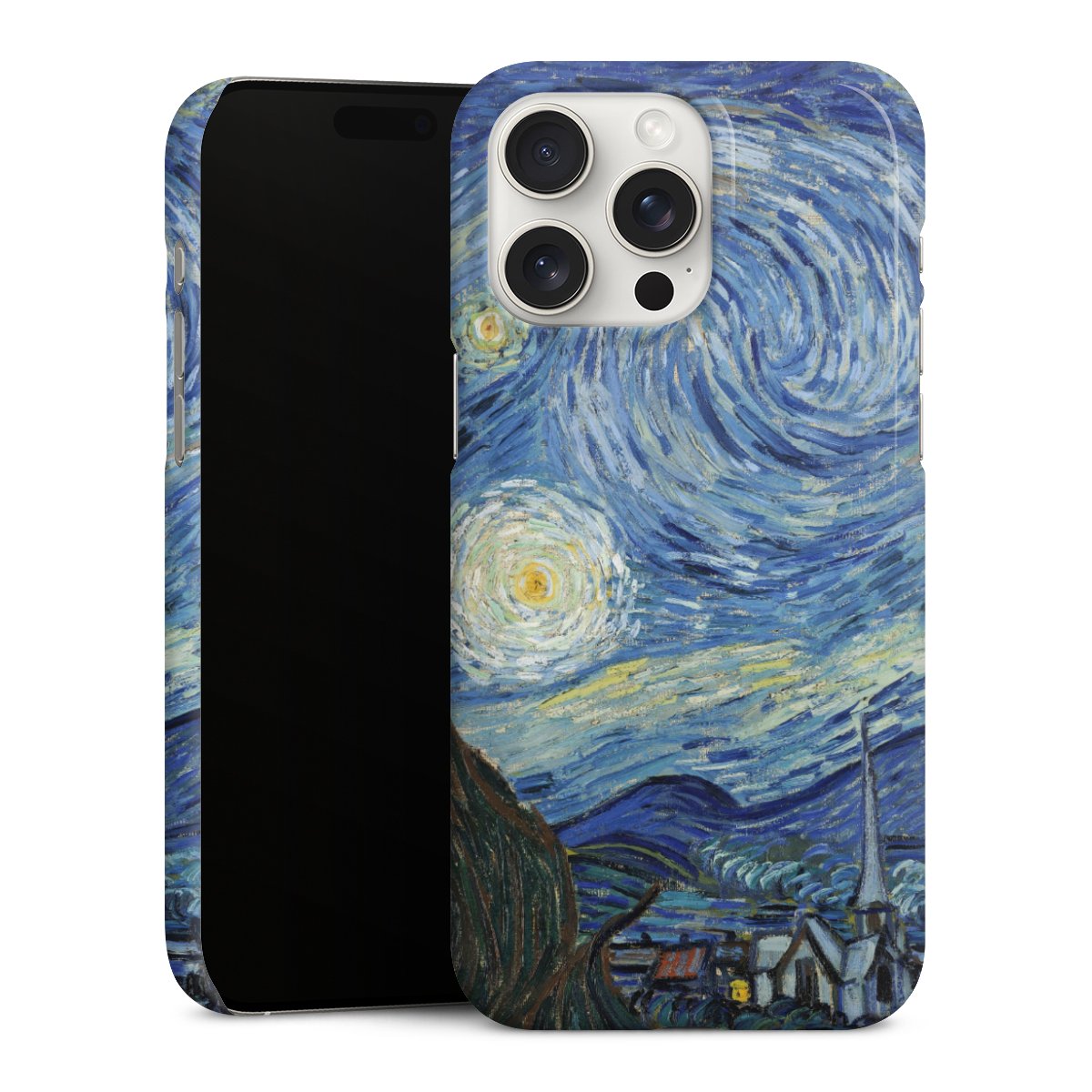 iPhone 15 Pro Max Handy Premium Case Smartphone Handyhülle Schutzhülle glänzend The Starry Night Kunst Vincent Van Gogh Premium Case