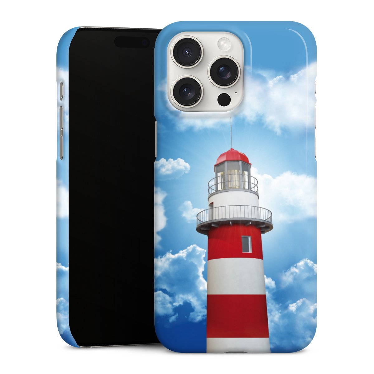 iPhone 15 Pro Max Handy Premium Case Smartphone Handyhülle Schutzhülle glänzend Lighthouse Sky Cloud Premium Case