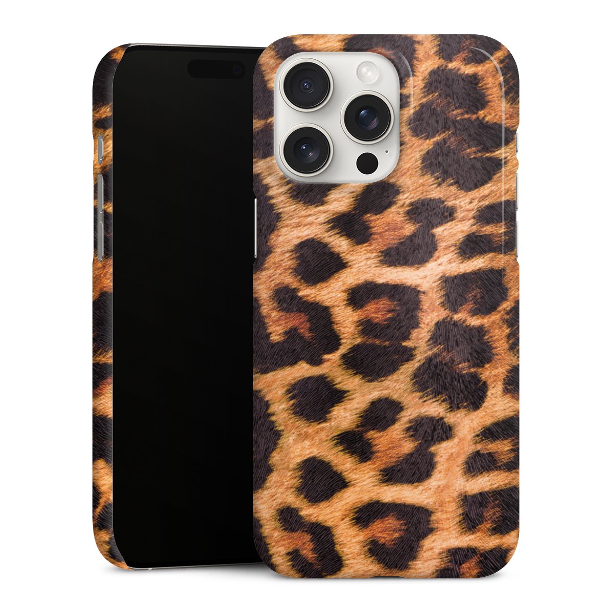 iPhone 15 Pro Max Handy Premium Case Smartphone Handyhülle Schutzhülle glänzend Animal Print Leopard Fur Premium Case