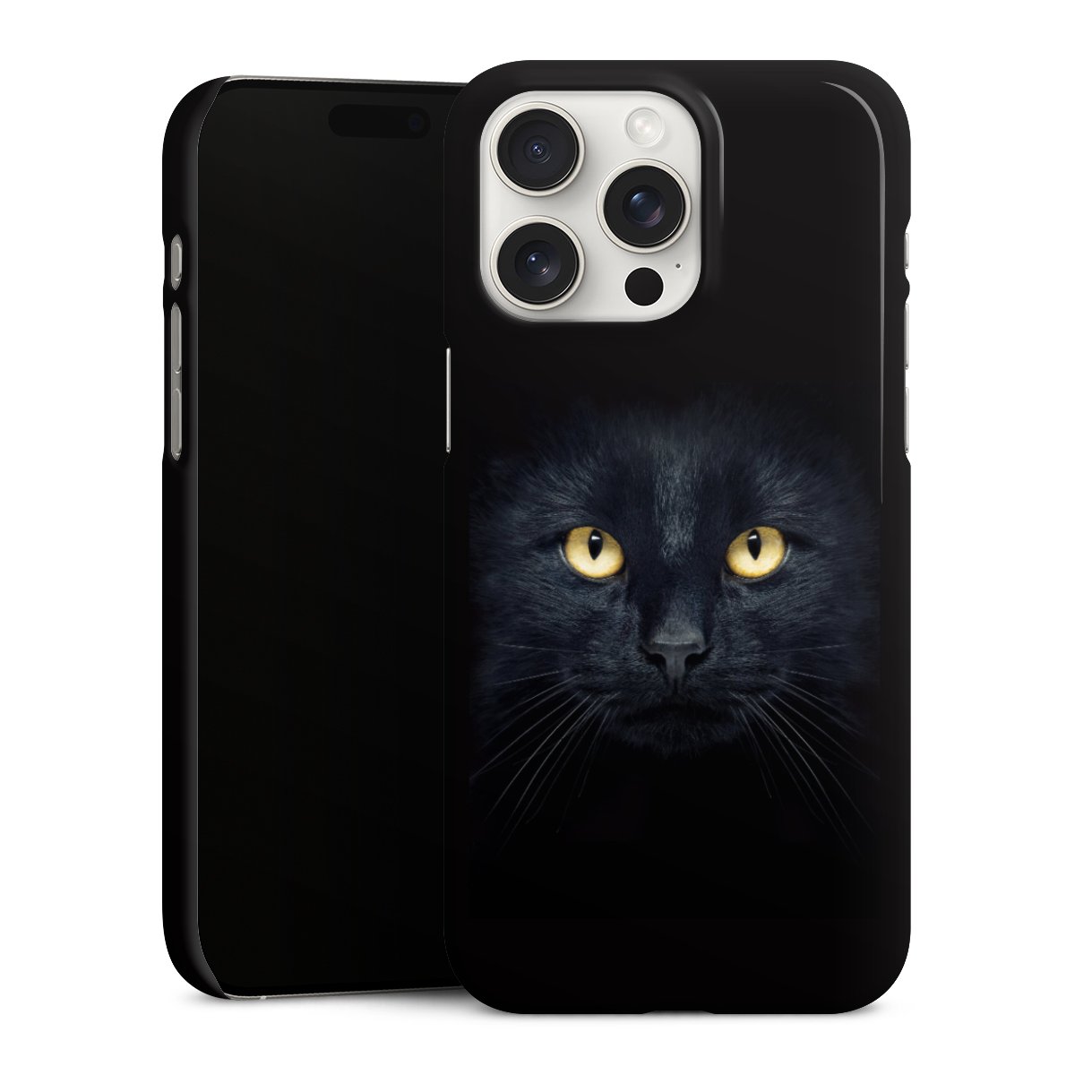 iPhone 15 Pro Max Handy Premium Case Smartphone Handyhülle Schutzhülle glänzend Eye Cat Black Premium Case