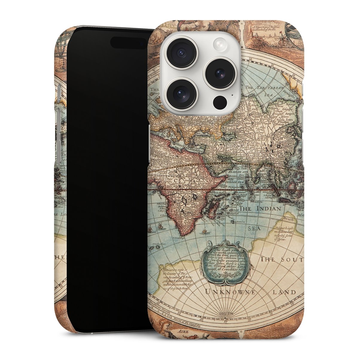 iPhone 15 Pro Handy Premium Case Smartphone Handyhülle Schutzhülle matt World Map Vintage Map Premium Case