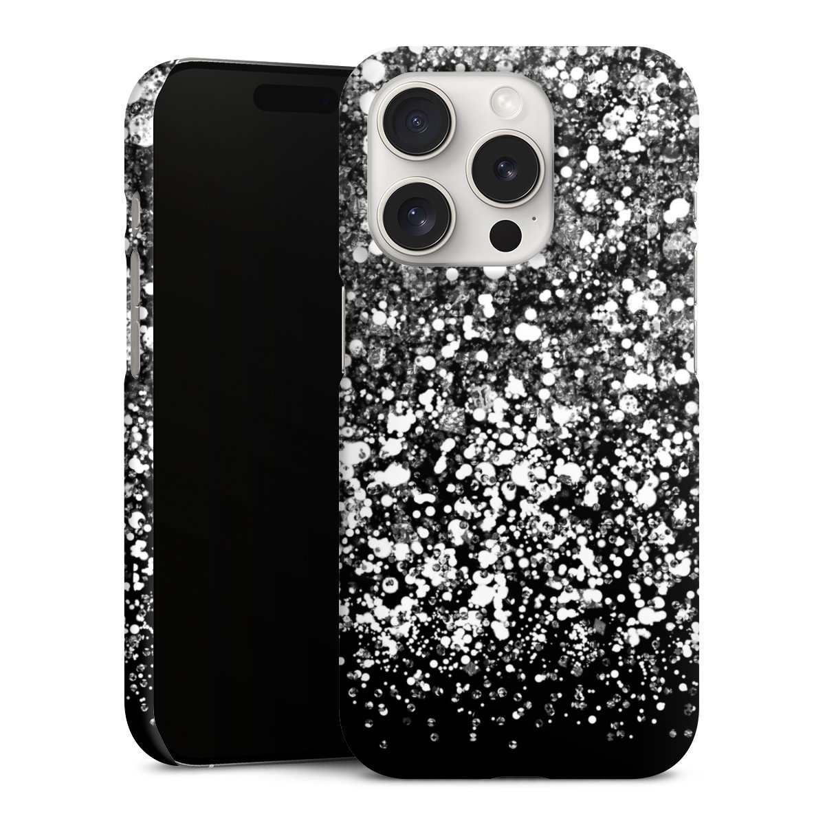 iPhone 15 Pro Handy Premium Case Smartphone Handyhülle Schutzhülle matt Glitzer Snowflake Muster Premium Case