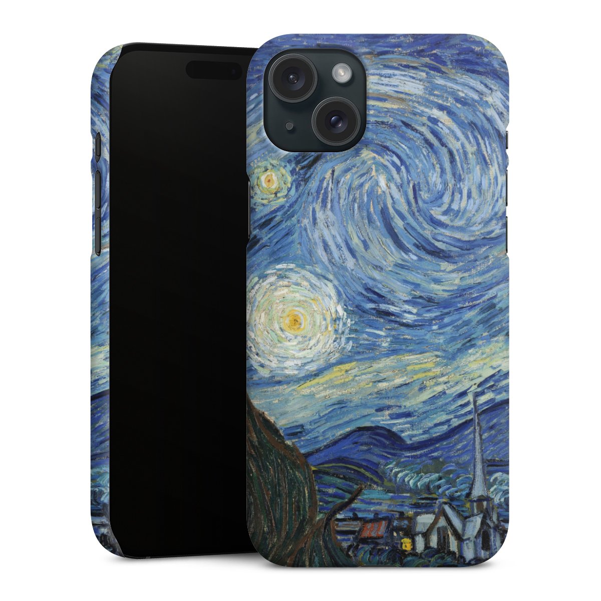 iPhone 15 Plus Handy Premium Case Smartphone Handyhülle Schutzhülle matt The Starry Night Kunst Vincent Van Gogh Premium Case