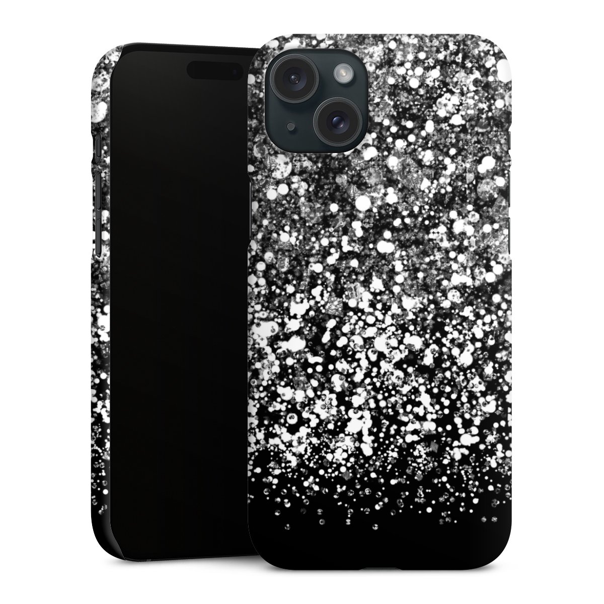 iPhone 15 Plus Handy Premium Case Smartphone Handyhülle Schutzhülle matt Glitzer Snowflake Muster Premium Case