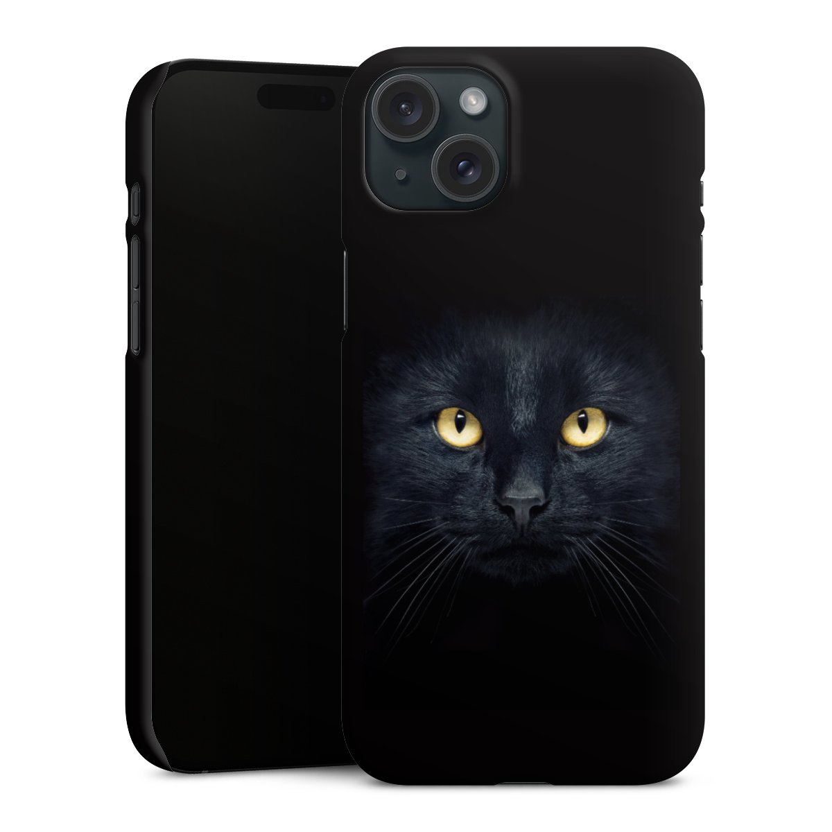 iPhone 15 Plus Handy Premium Case Smartphone Handyhülle Schutzhülle matt Eye Cat Black Premium Case