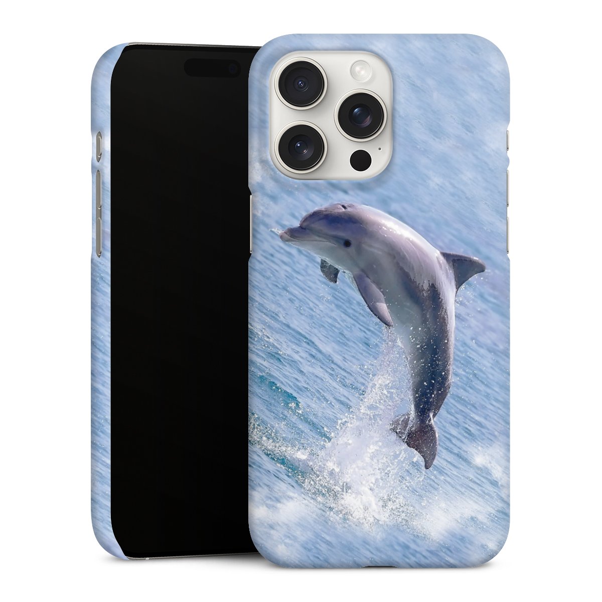 iPhone 15 Pro Max Handy Premium Case Smartphone Handyhülle Schutzhülle matt Dolphin Ocean Wale Premium Case