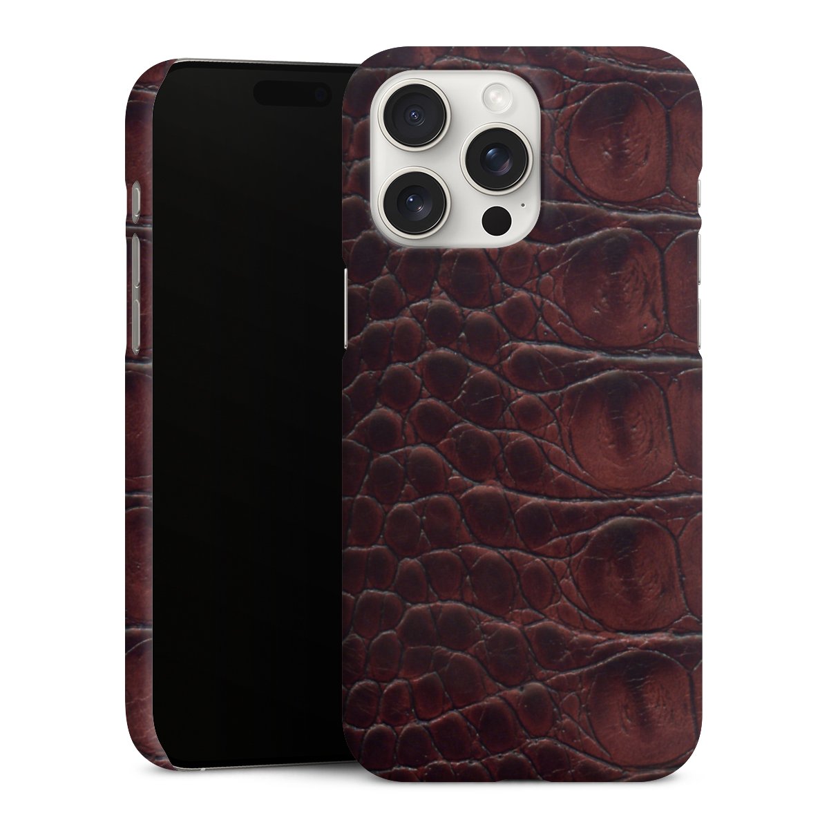 iPhone 15 Pro Max Handy Premium Case Smartphone Handyhülle Schutzhülle matt Crocodile Animal Print Leather Premium Case