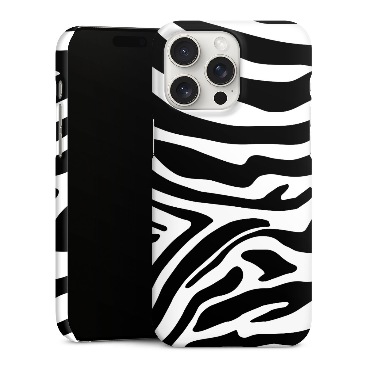 iPhone 15 Pro Max Handy Premium Case Smartphone Handyhülle Schutzhülle matt Zebra Animal Look Animal Print Premium Case