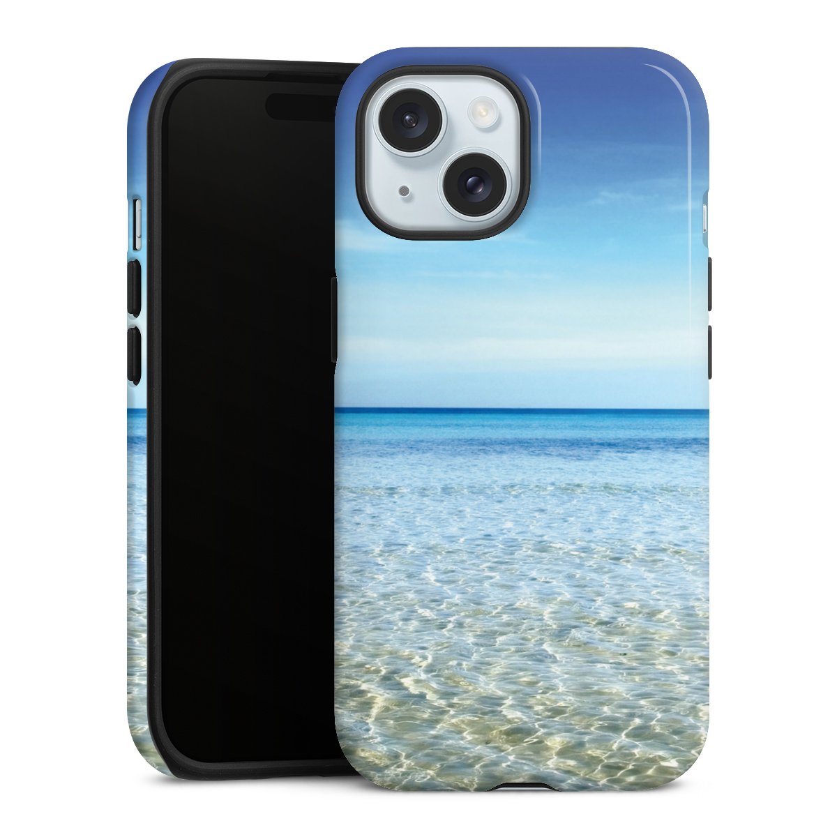 iPhone 15 Handy Panzer Handyhülle robuste Outdoor Hülle Schutzhülle glänzend Urlaub Sky Ocean Tough Case