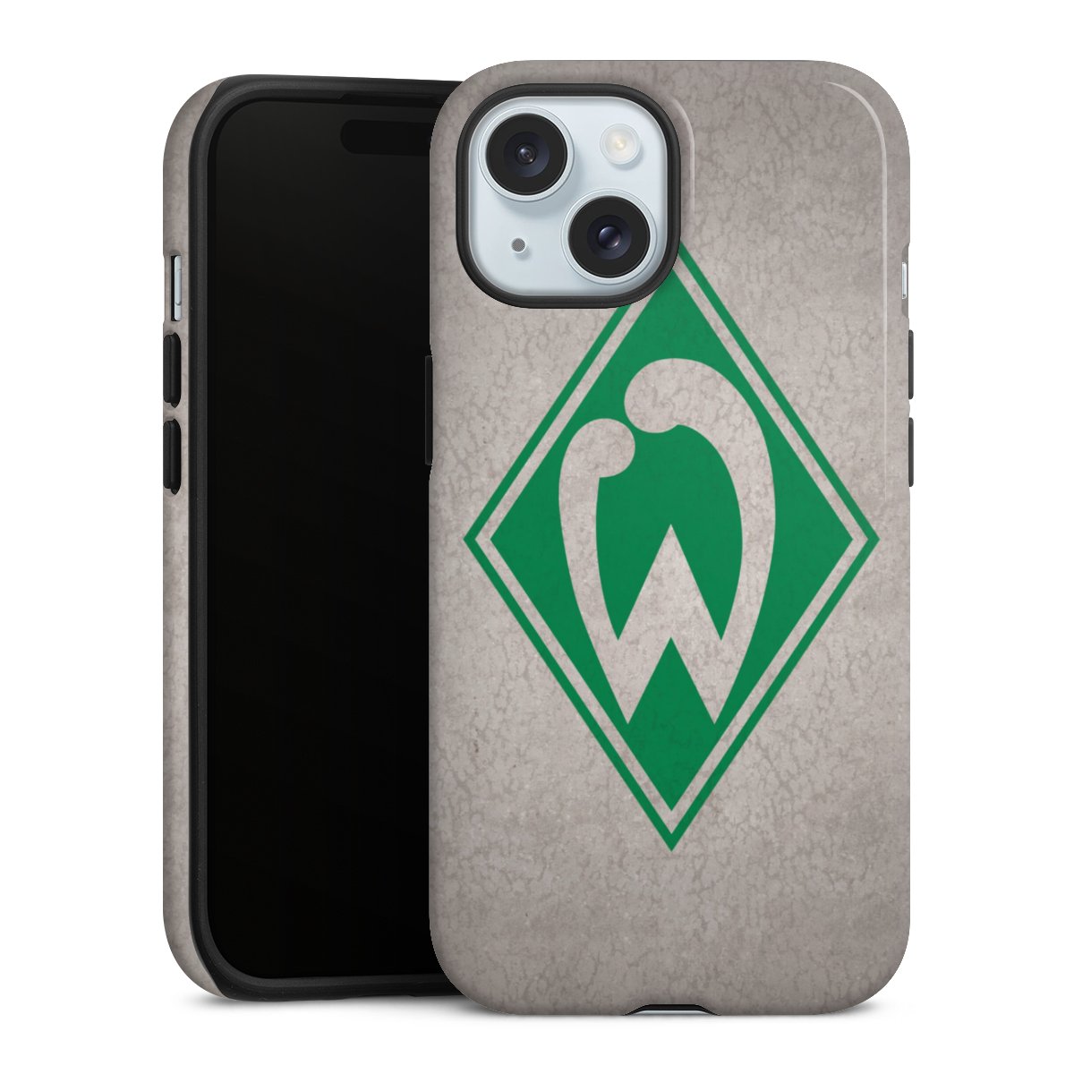 iPhone 15 Handy Panzer Handyhülle robuste Outdoor Hülle Schutzhülle glänzend Sv Werder Bremen Concrete Official Licensed Product Tough Case