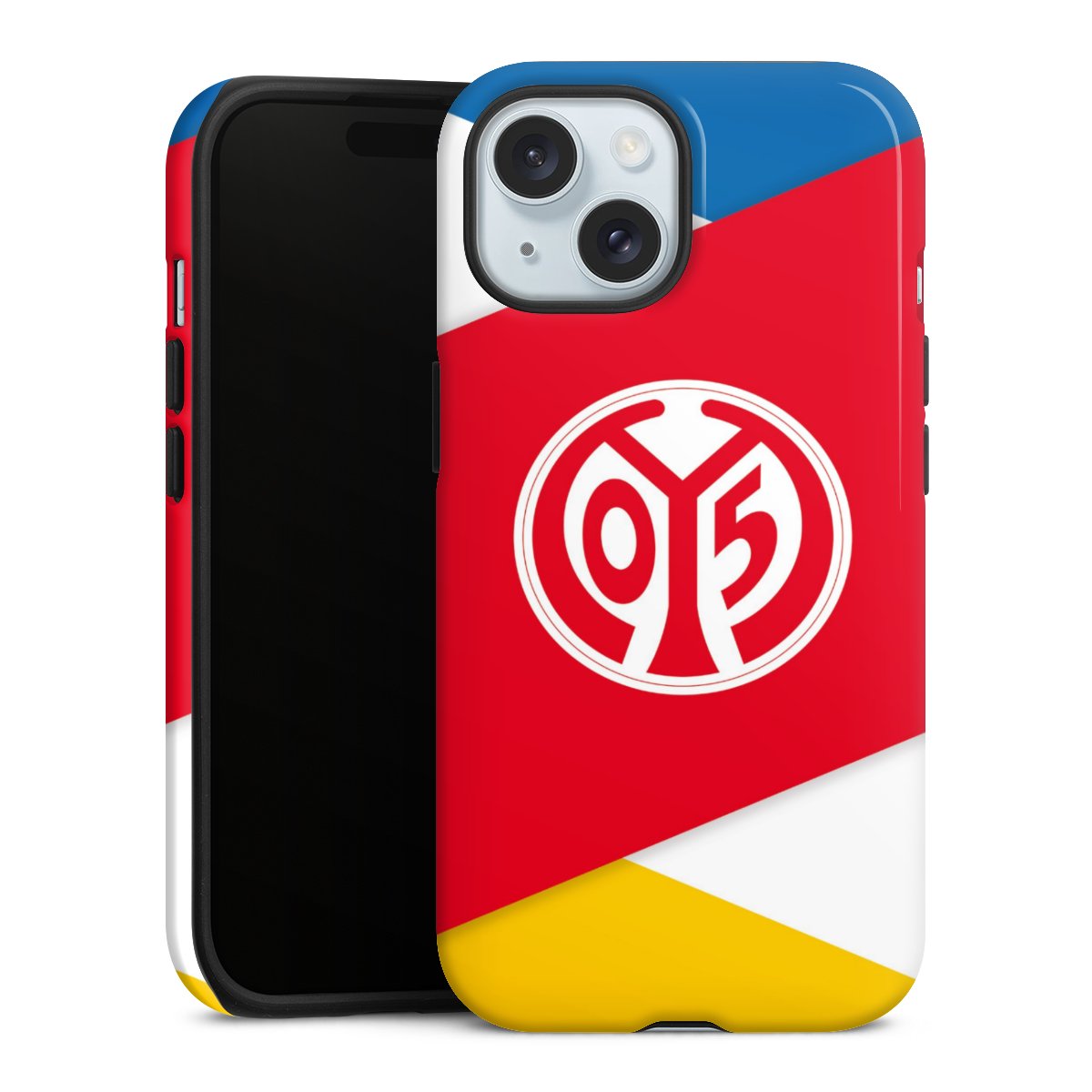 iPhone 15 Handy Panzer Handyhülle robuste Outdoor Hülle Schutzhülle glänzend Official Licensed Product Soccer 1. Fsv Mainz 05 E.V. Tough Case