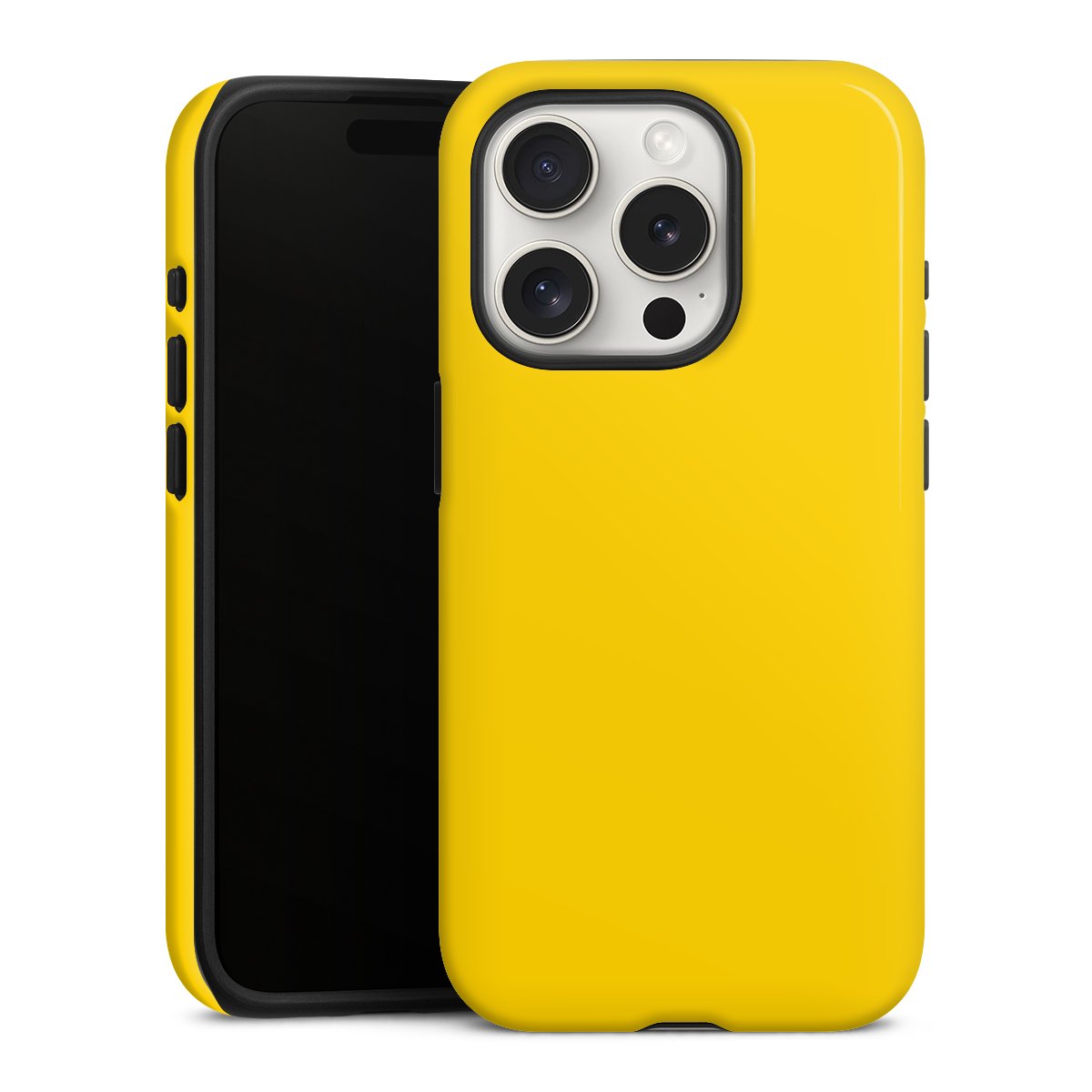 iPhone 15 Pro Handy Panzer Handyhülle robuste Outdoor Hülle Schutzhülle glänzend Yellow Unicoloured Colour Tough Case