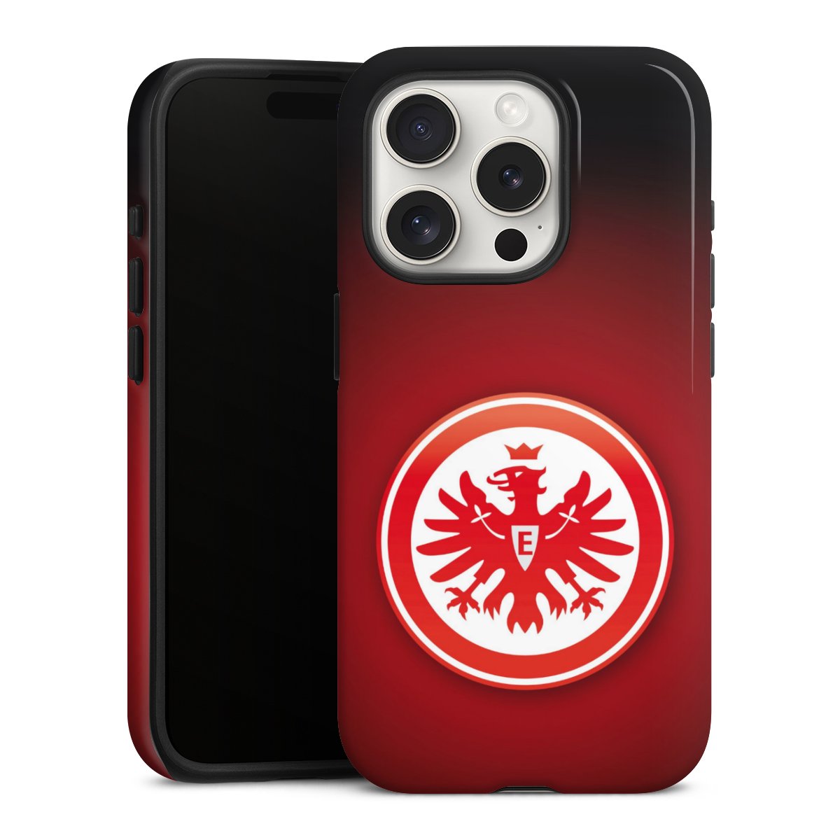 iPhone 15 Pro Handy Panzer Handyhülle robuste Outdoor Hülle Schutzhülle glänzend Eintracht Frankfurt Official Licensed Product Coat Of Arms Tough Case