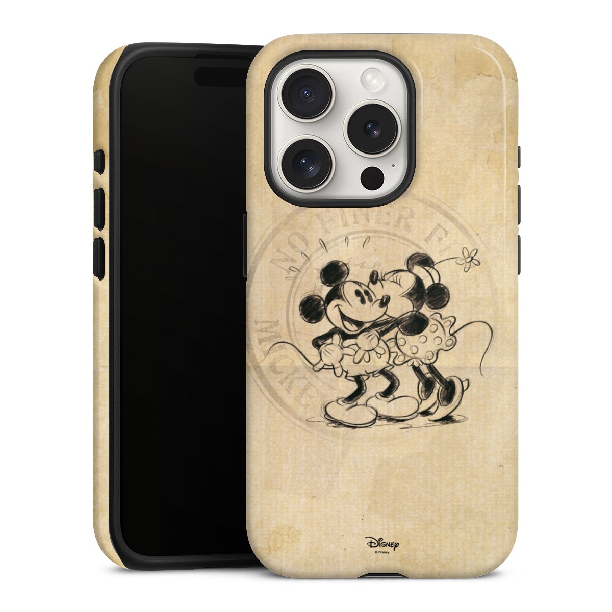 iPhone 15 Pro Handy Panzer Handyhülle robuste Outdoor Hülle Schutzhülle glänzend Mickey Mouse Vintage Minnie Mouse Tough Case