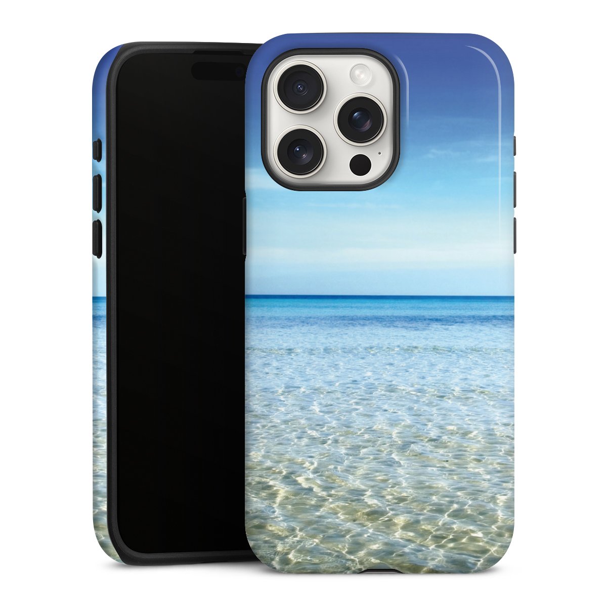 iPhone 15 Pro Max Handy Panzer Handyhülle robuste Outdoor Hülle Schutzhülle glänzend Urlaub Sky Ocean Tough Case