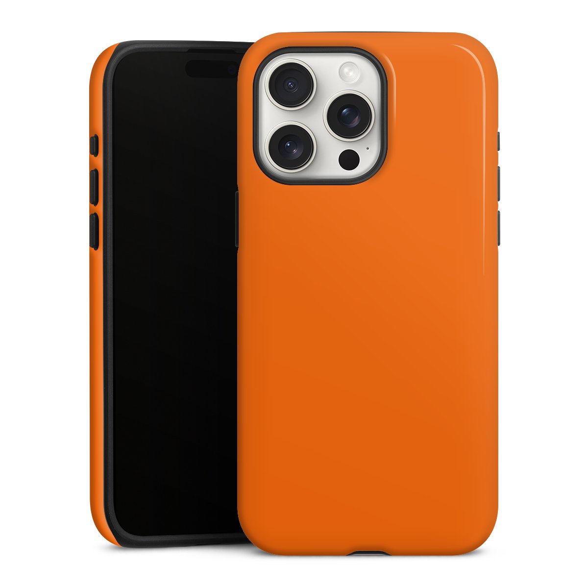 iPhone 15 Pro Max Handy Panzer Handyhülle robuste Outdoor Hülle Schutzhülle glänzend Orange Colour Unicoloured Tough Case