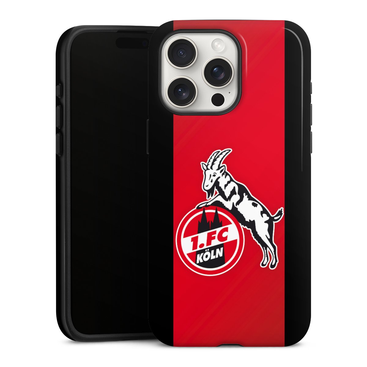 iPhone 15 Pro Max Handy Panzer Handyhülle robuste Outdoor Hülle Schutzhülle glänzend Official Licensed Product Billy Goat Hennes 1. Fc Köln Tough Case