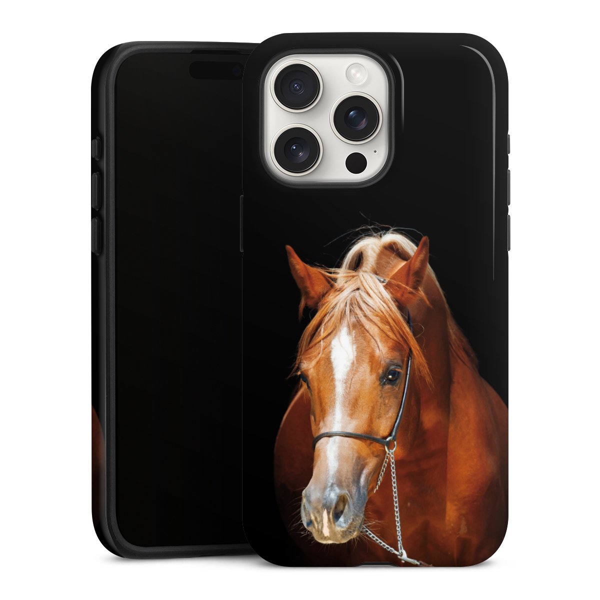 iPhone 15 Pro Max Handy Panzer Handyhülle robuste Outdoor Hülle Schutzhülle glänzend Mare Horse Hobby Tough Case