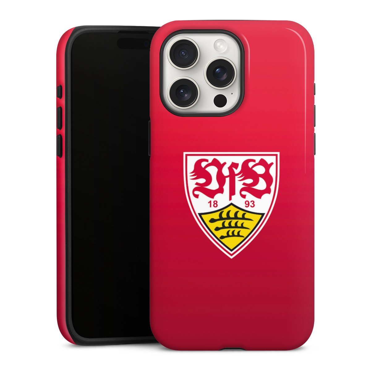 iPhone 15 Pro Max Handy Panzer Handyhülle robuste Outdoor Hülle Schutzhülle glänzend Official Licensed Product Vfb Stuttgart Tough Case