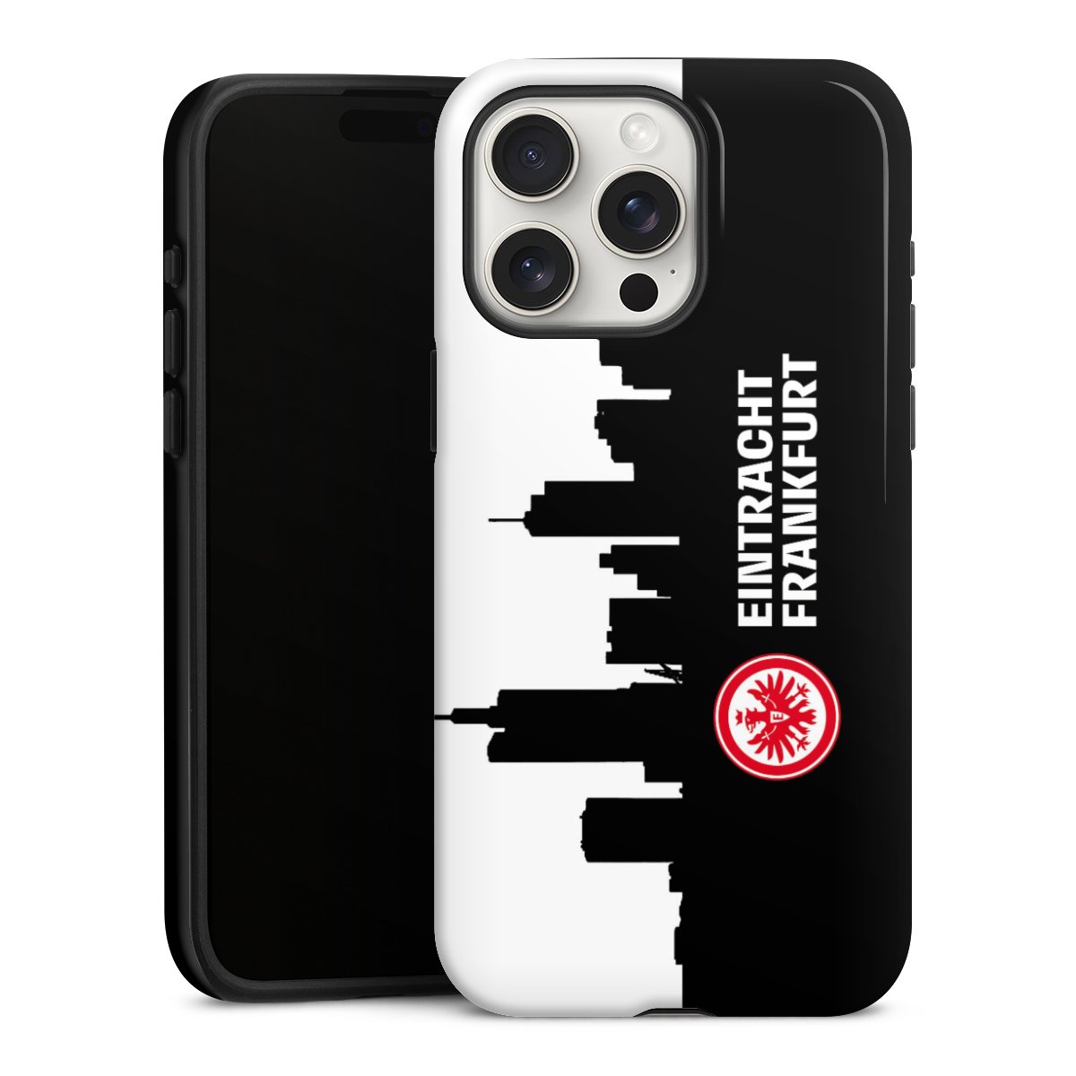 iPhone 15 Pro Max Handy Panzer Handyhülle robuste Outdoor Hülle Schutzhülle glänzend Sge Eintracht Frankfurt Official Licensed Product Tough Case