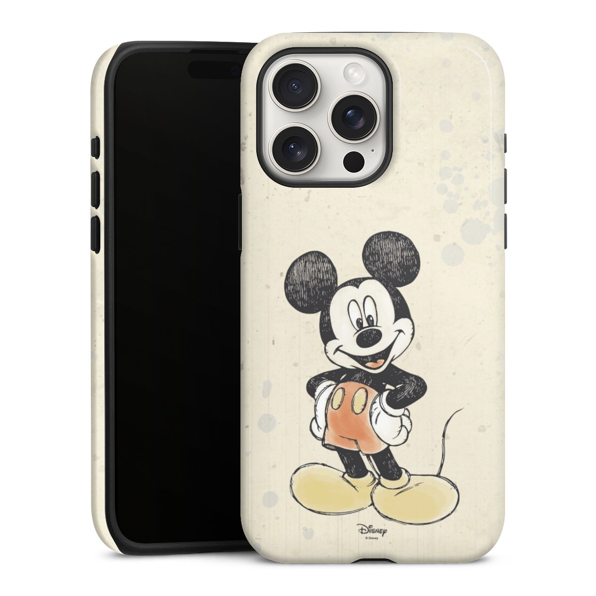 iPhone 15 Pro Max Handy Panzer Handyhülle robuste Outdoor Hülle Schutzhülle glänzend Water Colour Mickey & Minnie Mouse Official Licensed Product Tough Case