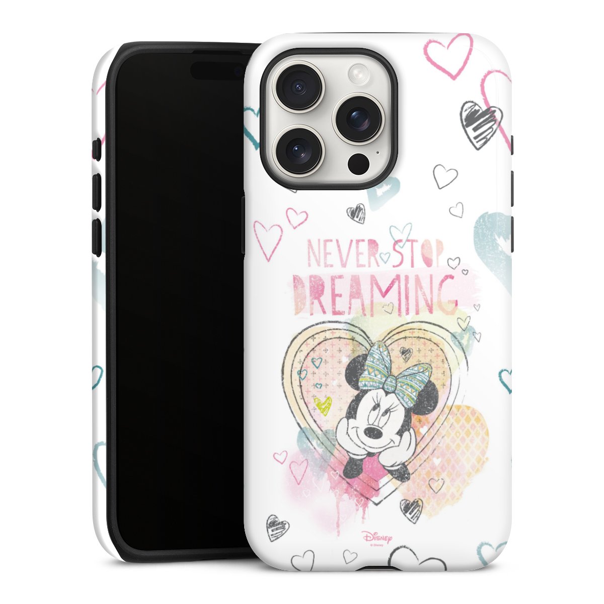 iPhone 15 Pro Max Handy Panzer Handyhülle robuste Outdoor Hülle Schutzhülle glänzend Disney Official Licensed Product Minnie Mouse Tough Case