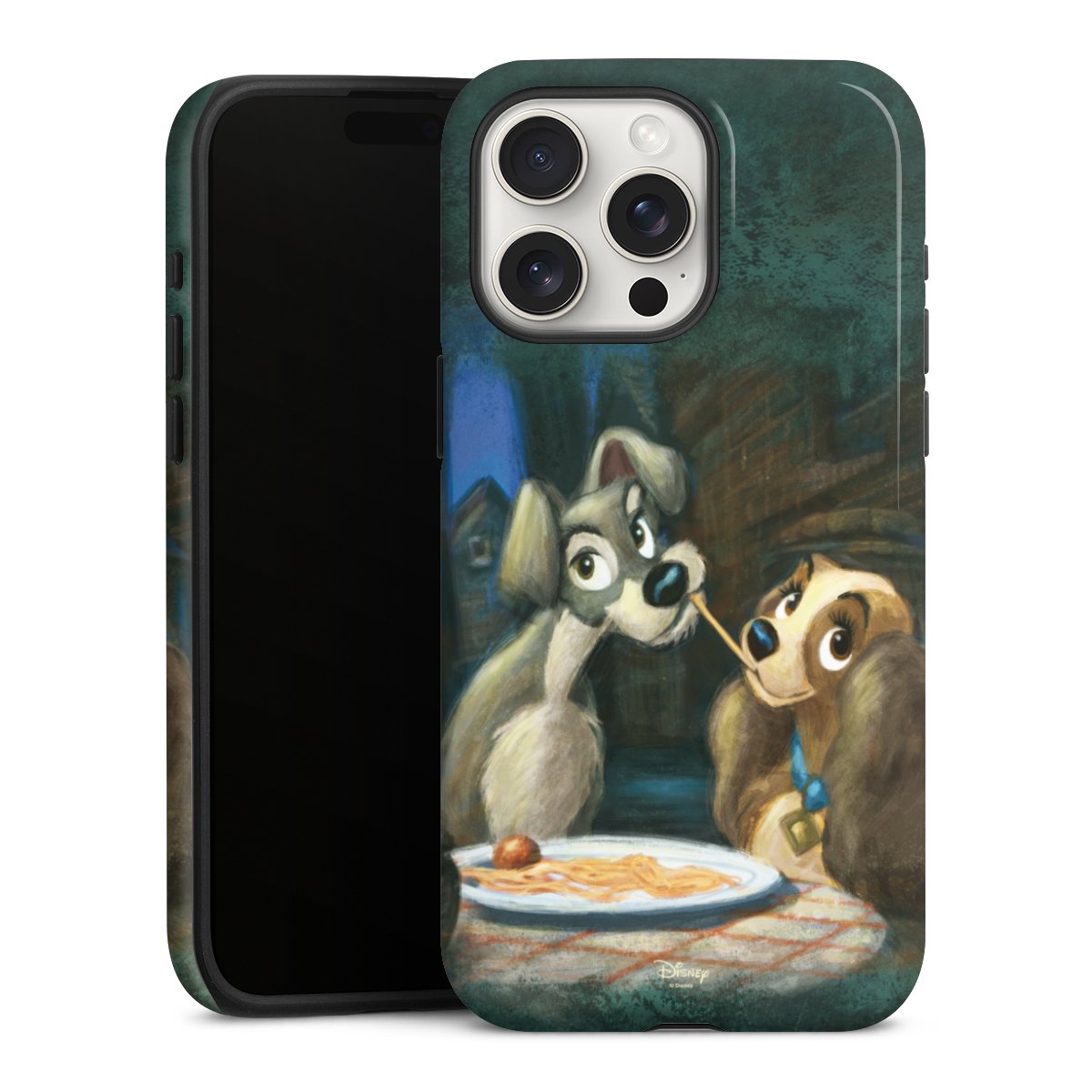 iPhone 15 Pro Max Handy Panzer Handyhülle robuste Outdoor Hülle Schutzhülle glänzend Lady And The Tramp Official Licensed Product Disney Tough Case