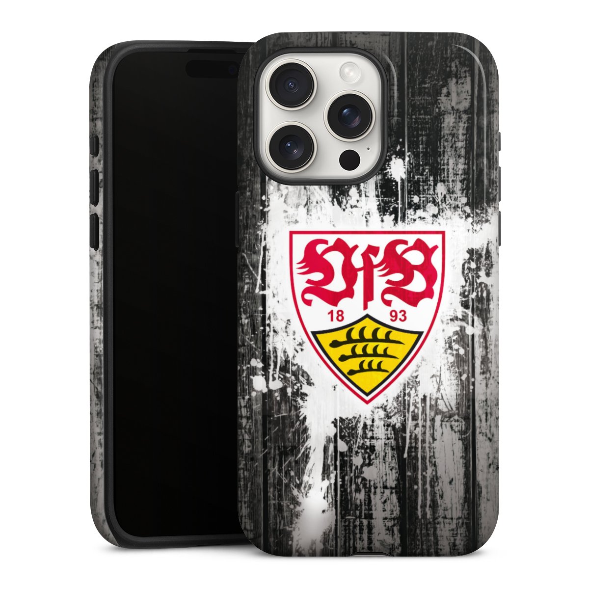 iPhone 15 Pro Max Handy Panzer Handyhülle robuste Outdoor Hülle Schutzhülle glänzend Vfb Stuttgart Official Licensed Product Tough Case