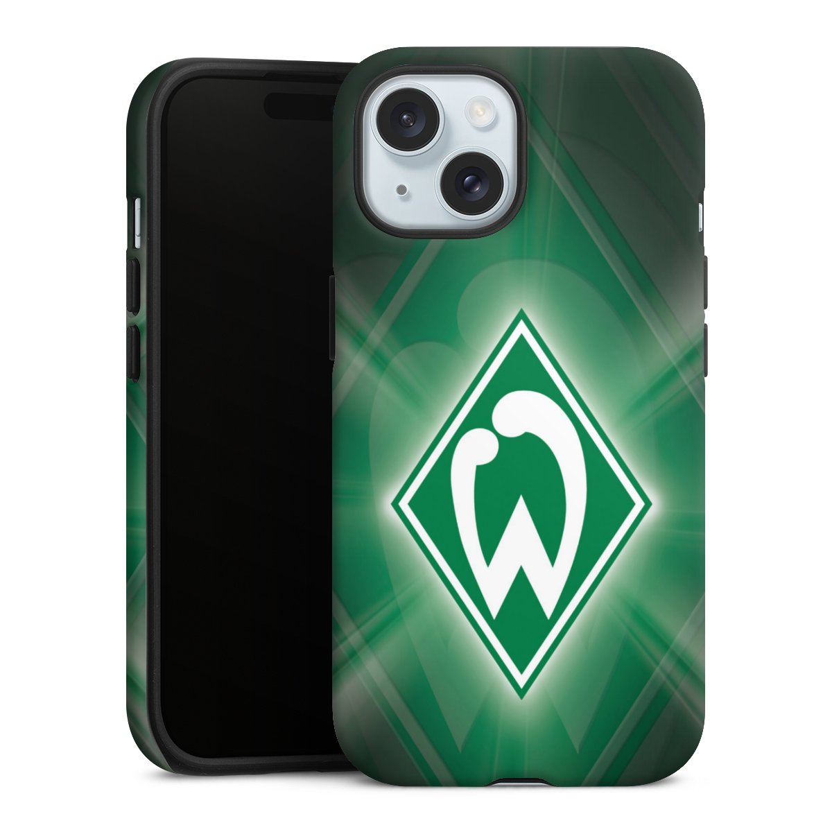 iPhone 15 Handy Panzer Handyhülle robuste Outdoor Hülle Schutzhülle matt Sv Werder Bremen Official Licensed Product Coat Of Arms Tough Case