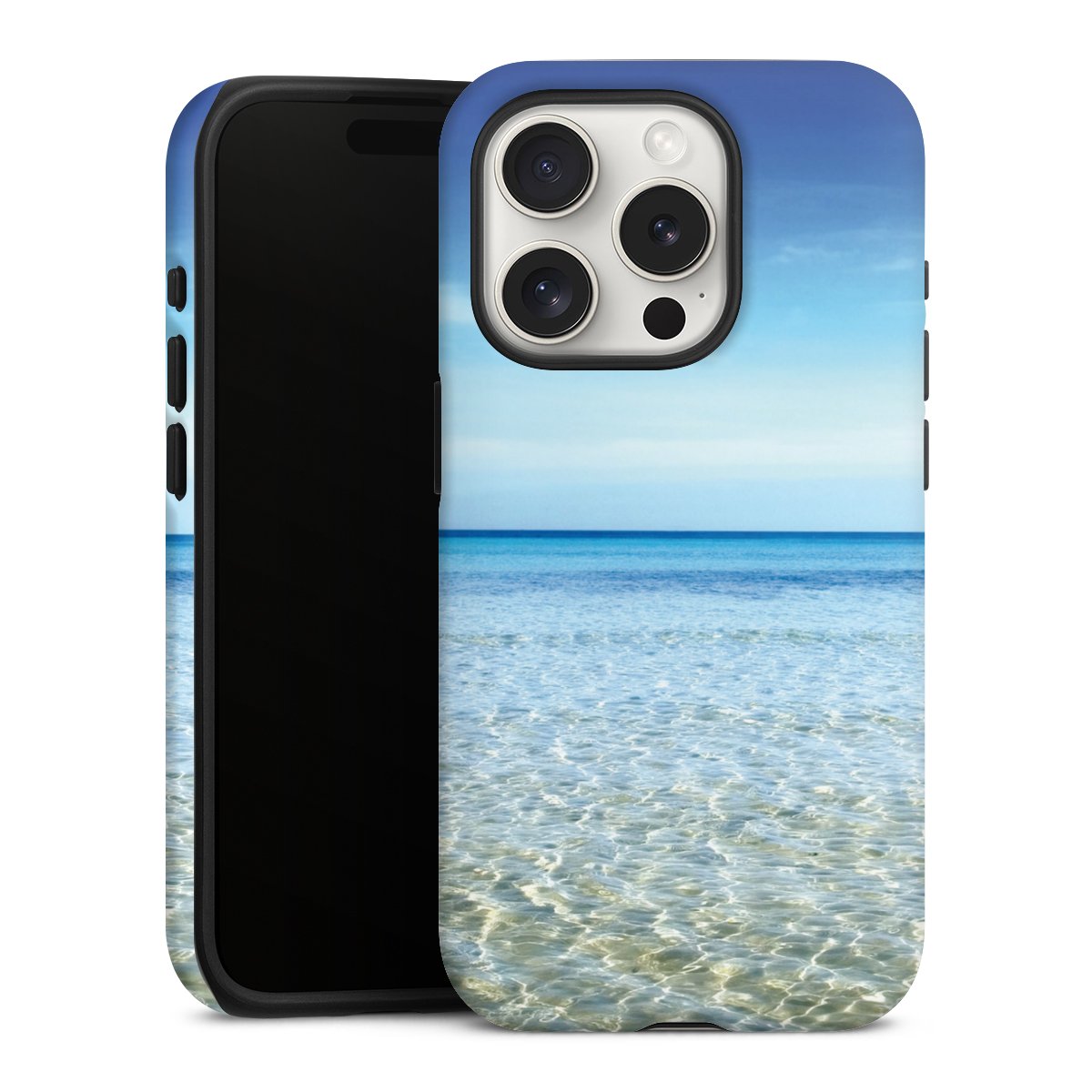 iPhone 15 Pro Handy Panzer Handyhülle robuste Outdoor Hülle Schutzhülle matt Urlaub Sky Ocean Tough Case