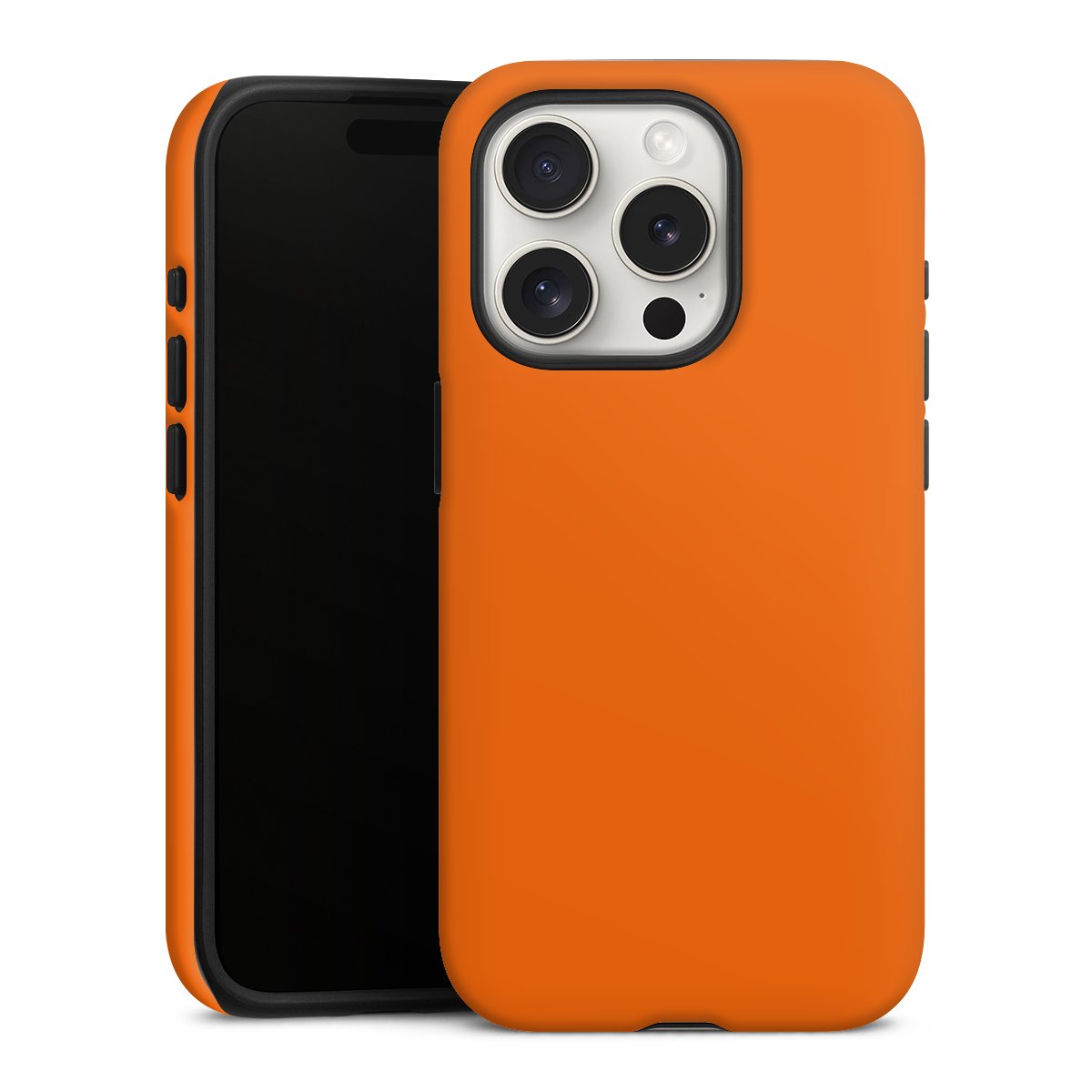 iPhone 15 Pro Handy Panzer Handyhülle robuste Outdoor Hülle Schutzhülle matt Orange Colour Unicoloured Tough Case