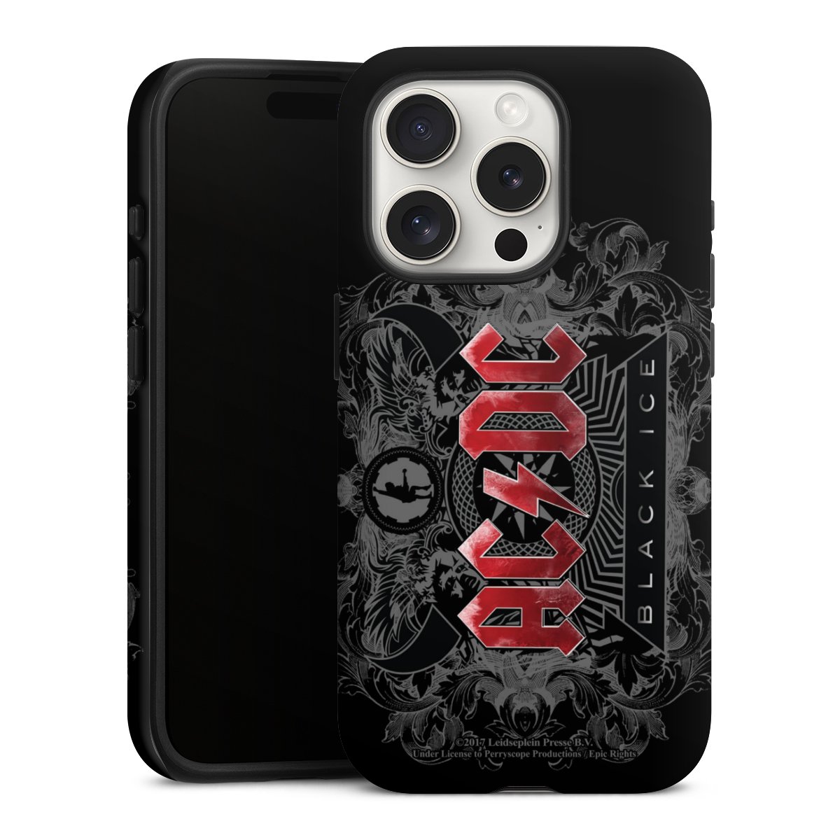 iPhone 15 Pro Handy Panzer Handyhülle robuste Outdoor Hülle Schutzhülle matt Merchandise Black Ice Acdc Tough Case