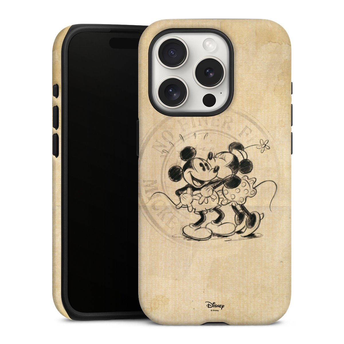 iPhone 15 Pro Handy Panzer Handyhülle robuste Outdoor Hülle Schutzhülle matt Mickey Mouse Vintage Minnie Mouse Tough Case