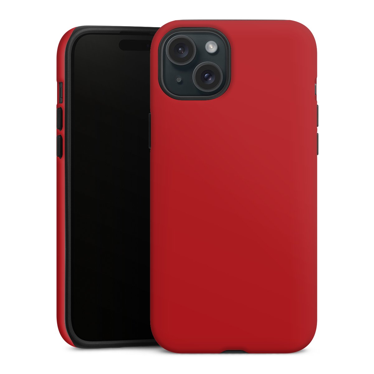 iPhone 15 Plus Handy Panzer Handyhülle robuste Outdoor Hülle Schutzhülle matt Colour Unicoloured Red Tough Case