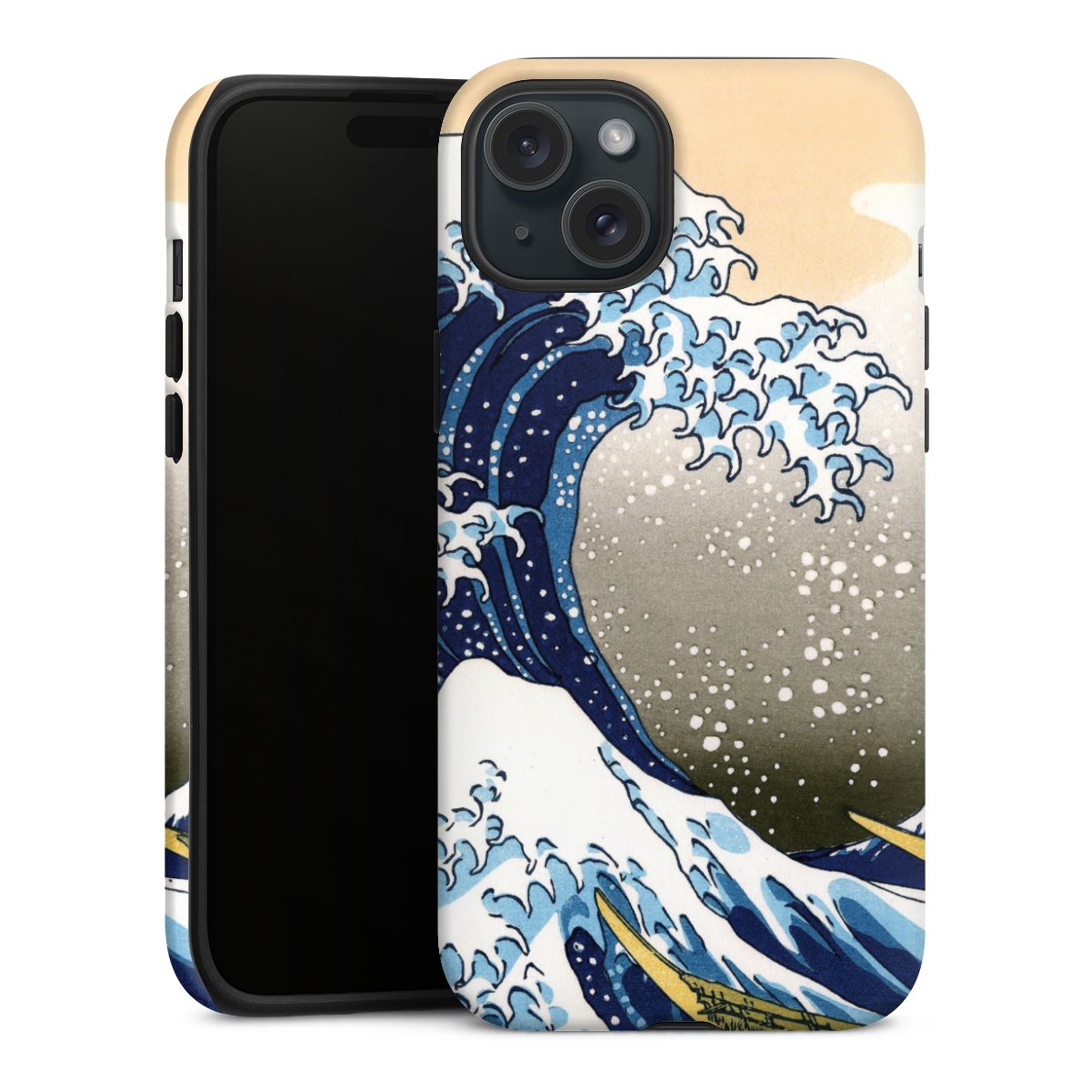 iPhone 15 Plus Handy Panzer Handyhülle robuste Outdoor Hülle Schutzhülle matt Kunst Katsushika Hokusai Die Große Welle Vor Kanagawa Tough Case