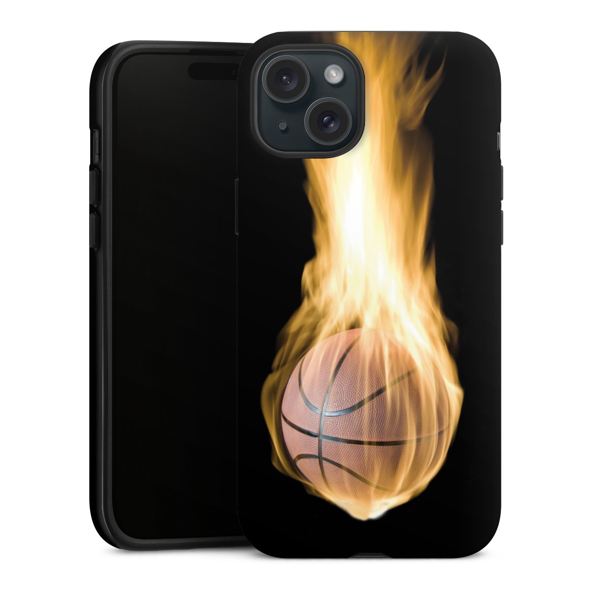 iPhone 15 Plus Handy Panzer Handyhülle robuste Outdoor Hülle Schutzhülle matt Basketball Sports Fire Tough Case