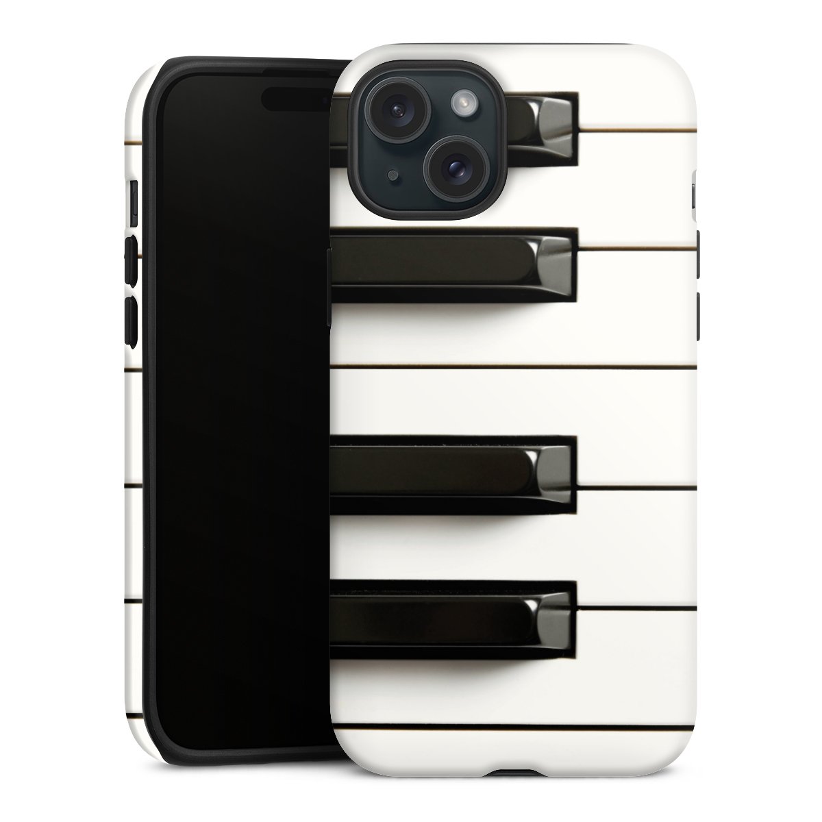 iPhone 15 Plus Handy Panzer Handyhülle robuste Outdoor Hülle Schutzhülle matt Klavier Piano Music Tough Case