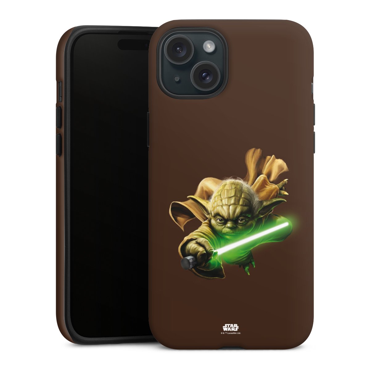 iPhone 15 Plus Handy Panzer Handyhülle robuste Outdoor Hülle Schutzhülle matt Yoda Merchandise Star Wars Tough Case