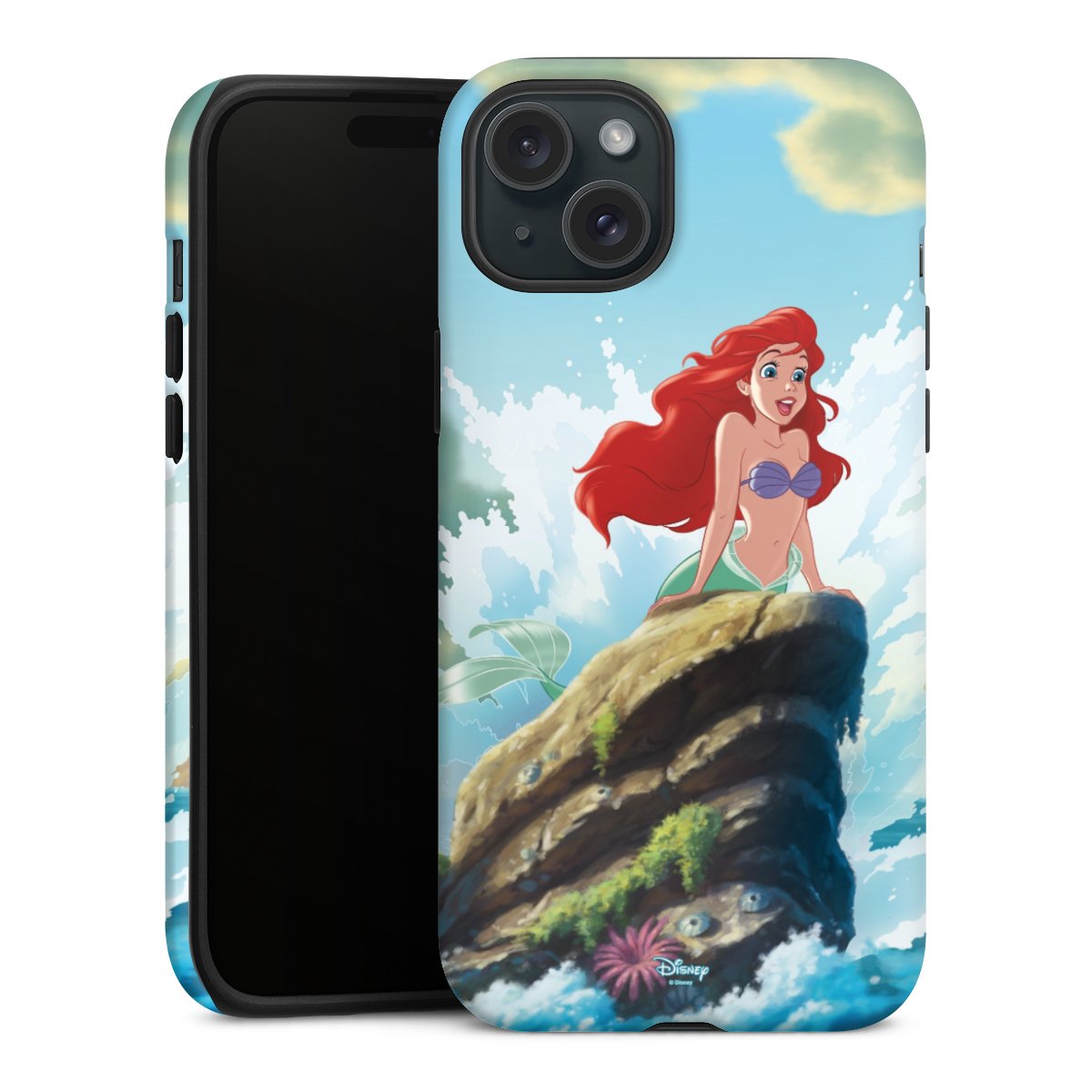 iPhone 15 Plus Handy Panzer Handyhülle robuste Outdoor Hülle Schutzhülle matt Mermaid Arielle Die Meerjungfrau Official Licensed Product Tough Case