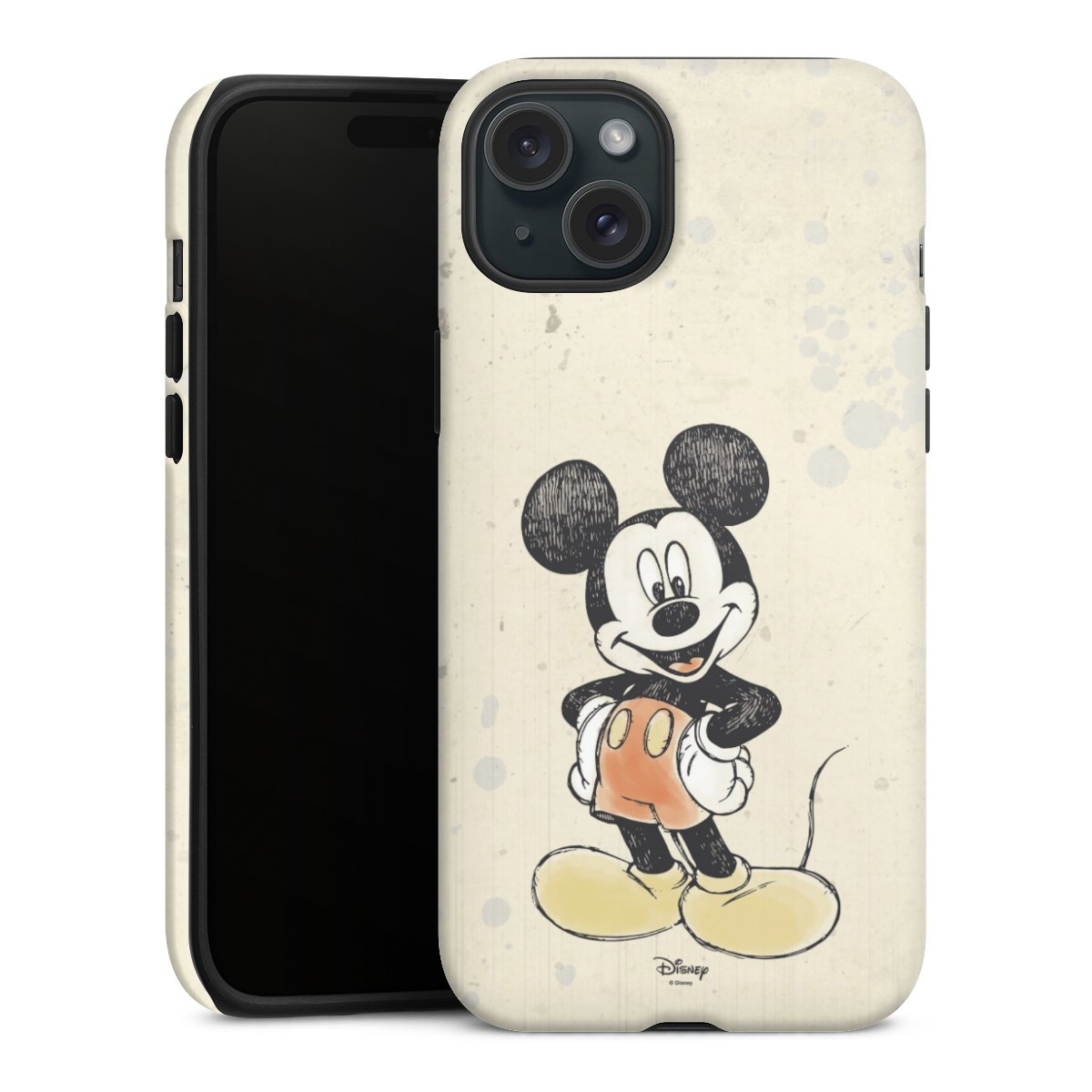 iPhone 15 Plus Handy Panzer Handyhülle robuste Outdoor Hülle Schutzhülle matt Water Colour Mickey & Minnie Mouse Official Licensed Product Tough Case