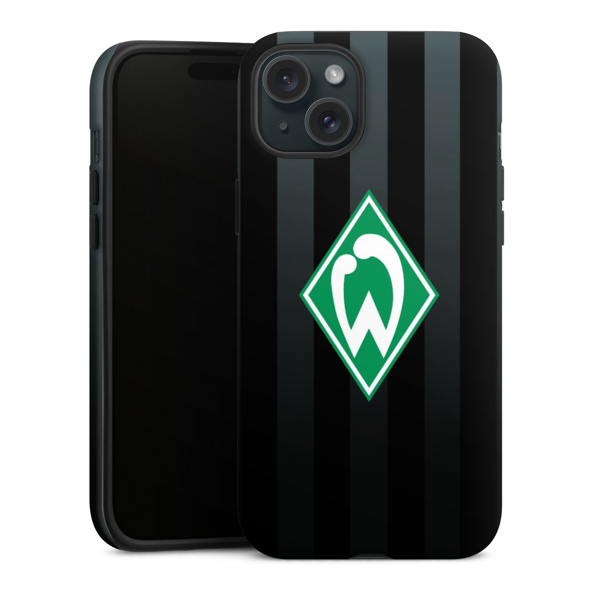 iPhone 15 Plus Handy Panzer Handyhülle robuste Outdoor Hülle Schutzhülle matt Stripes Sv Werder Bremen Official Licensed Product Tough Case