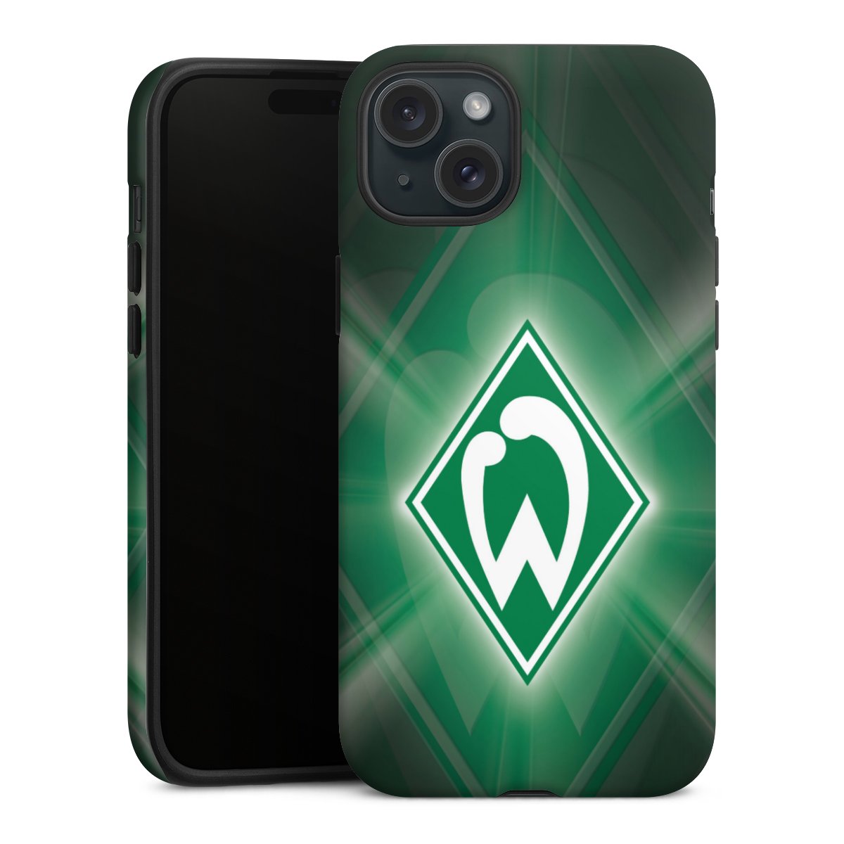 iPhone 15 Plus Handy Panzer Handyhülle robuste Outdoor Hülle Schutzhülle matt Sv Werder Bremen Official Licensed Product Coat Of Arms Tough Case